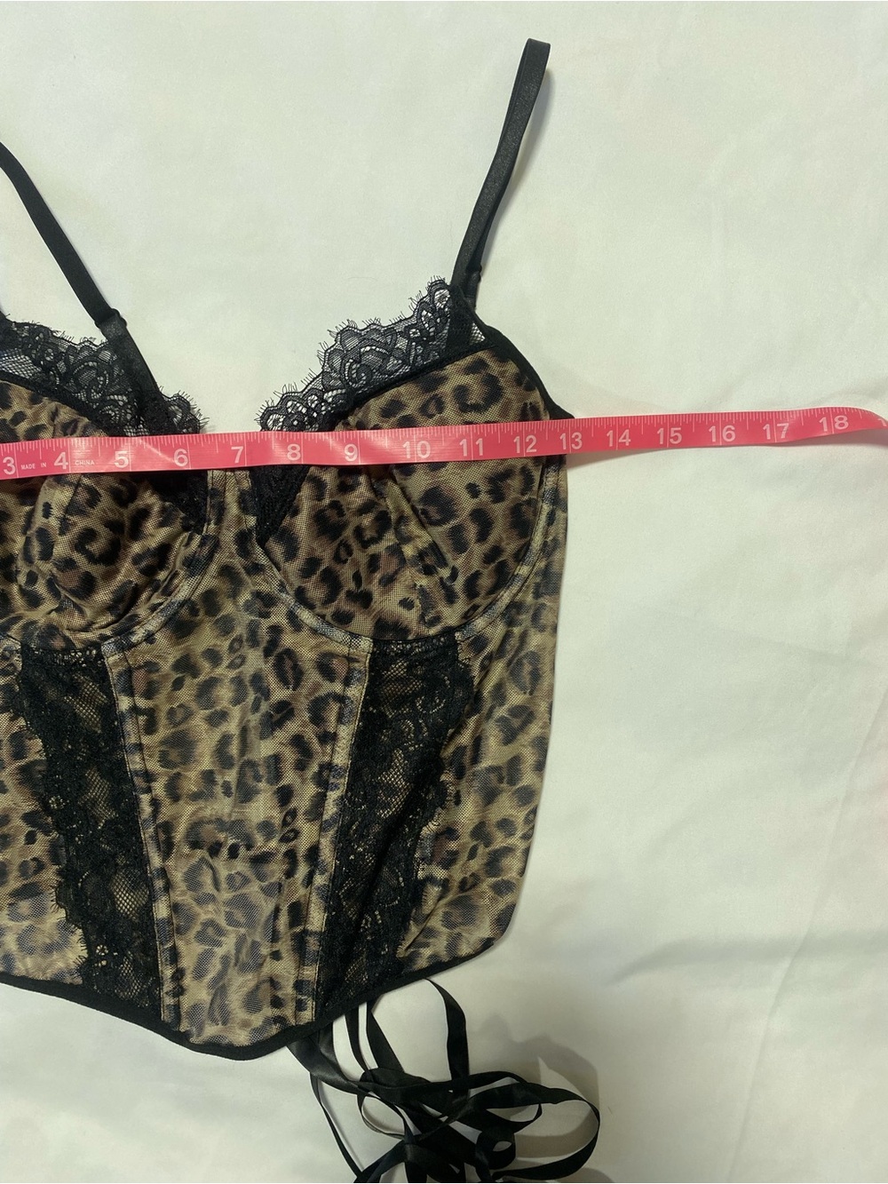 Leopard Print Lace-Trim Cropped Bustier Top - Leopard - Picture 4 of 7